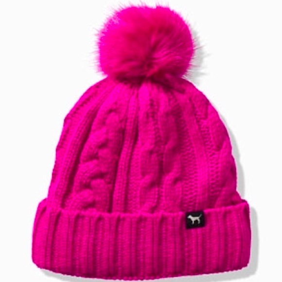 PINK VS Cable Knit Sherpa Lined Beanie New With Tag main image 4